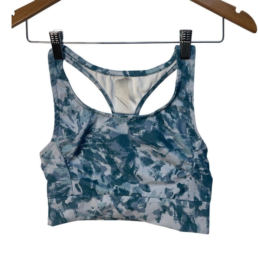 Zella Womens Blue Camo Racerback Sports Bra Size Small Abstract Print Activewear